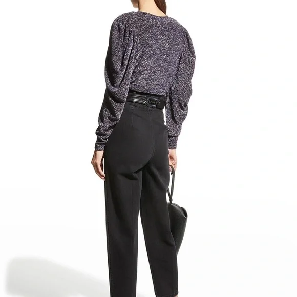 Ramy Brook Charlize Keyhole-Front Metallic Top Size L in Purple Multi - Picture 4 of 16